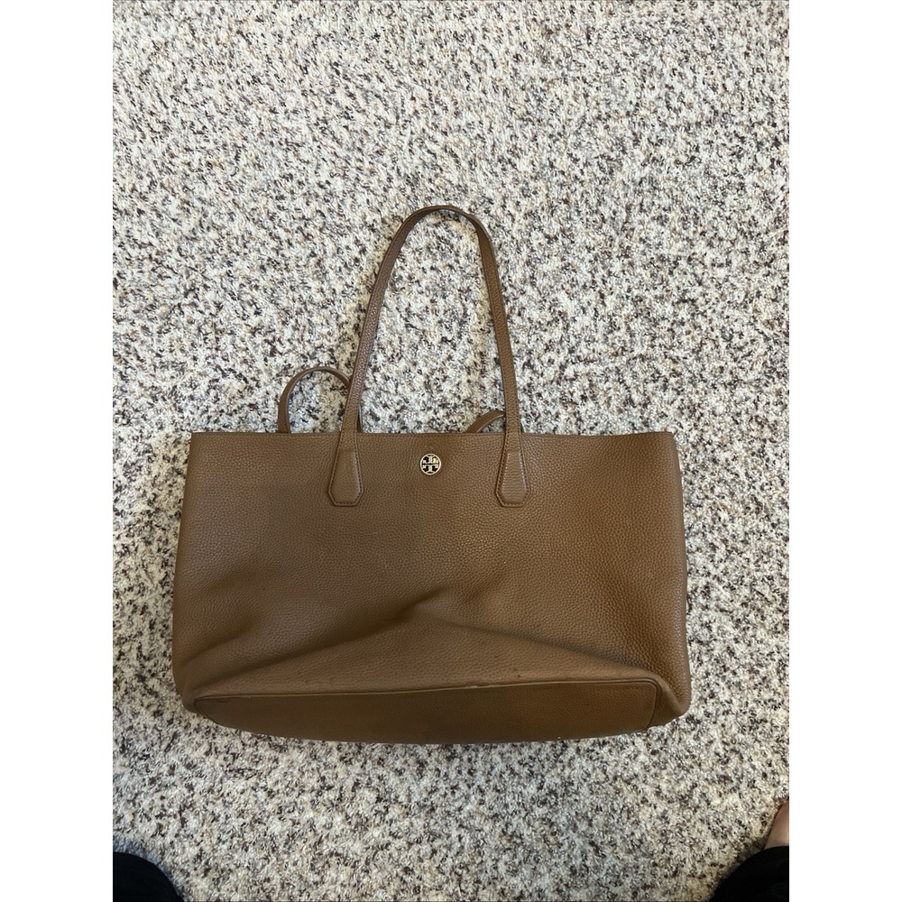 Tory Burch Big Pebbled Leather Tote Bag - Tan/Brown 2 Handles No Damages